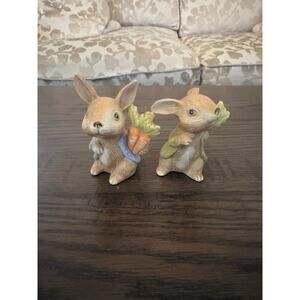 Set of 2 Vintage Homco Bunny Rabbit Figurines-Easter/Spring#1410Japan
